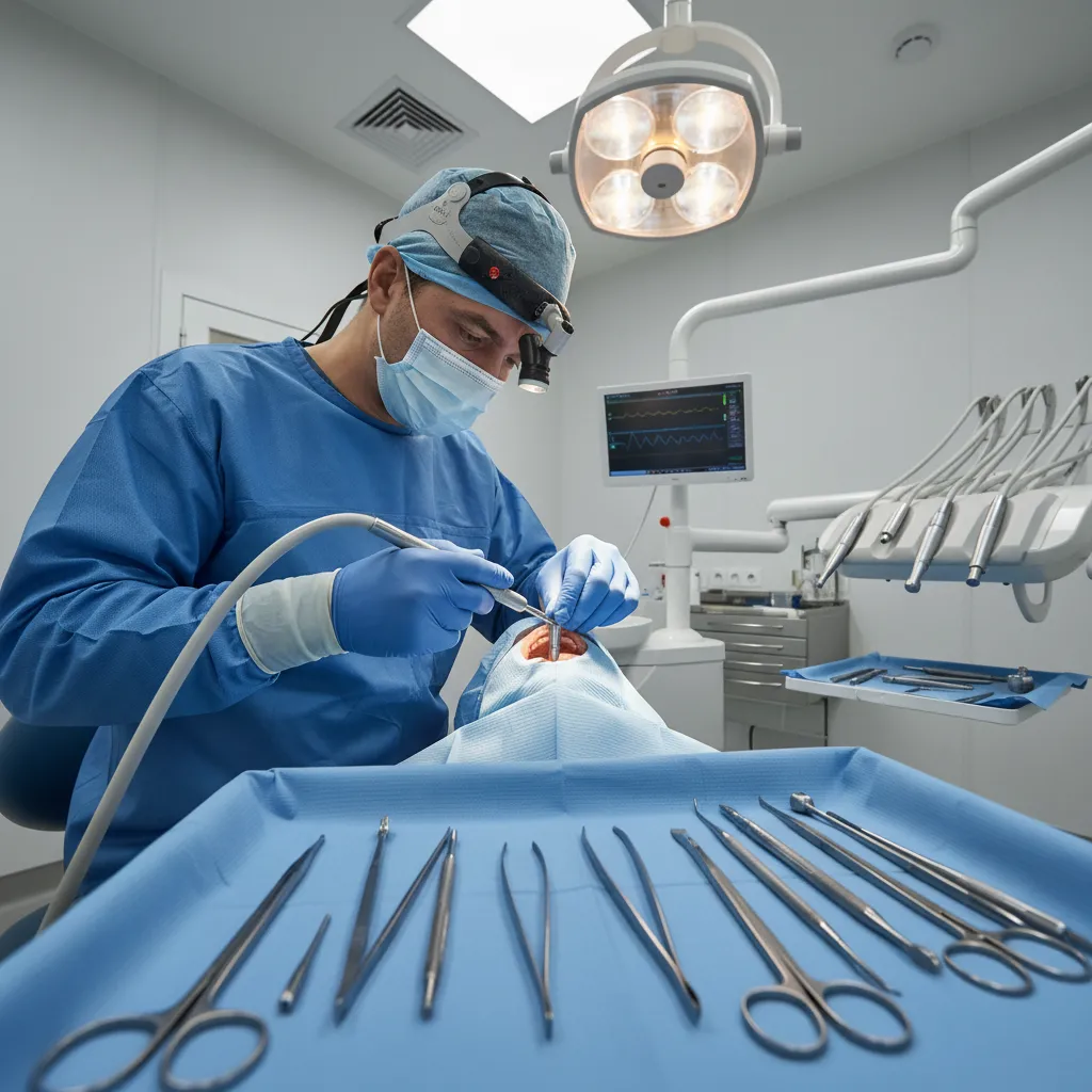 Dental Implant Procedure involves surgical placement of a titanium post into the jawbone for stability