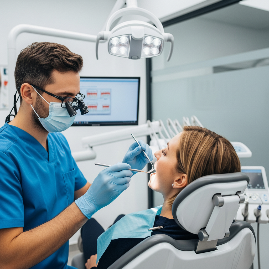 Tips for Healthy Teeth, a dentist performing a crucial professional cleaning and check-up.