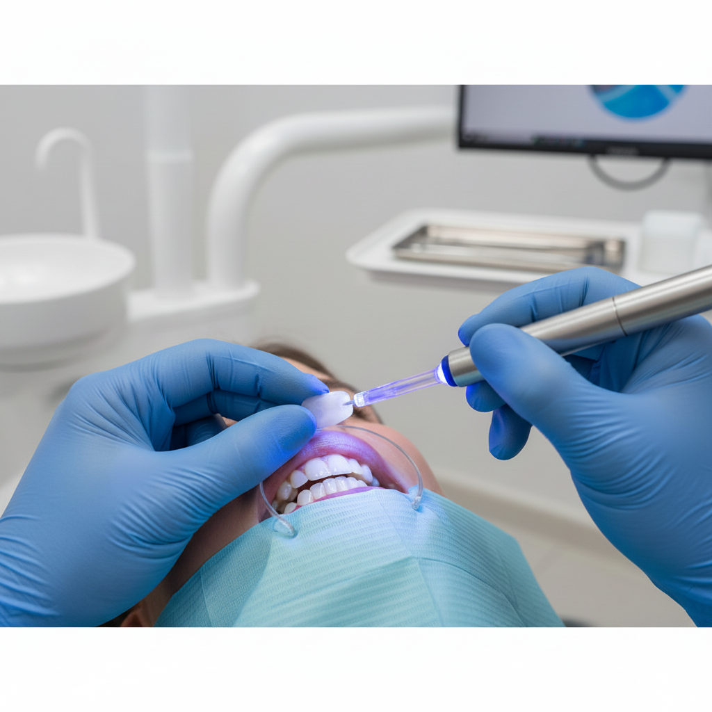 Dental veneer bonding in a clinic Veneers Cost in the UK involves the intricate process of bonding for a lasting smile.