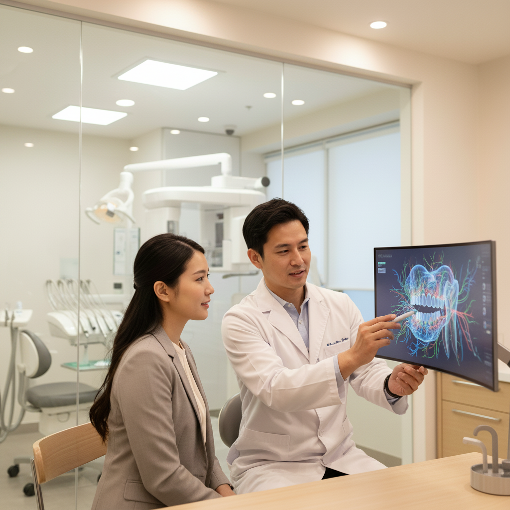Dental Treatment Process involves detailed in-clinic examinations including advanced 3D CT scans for precise planning.