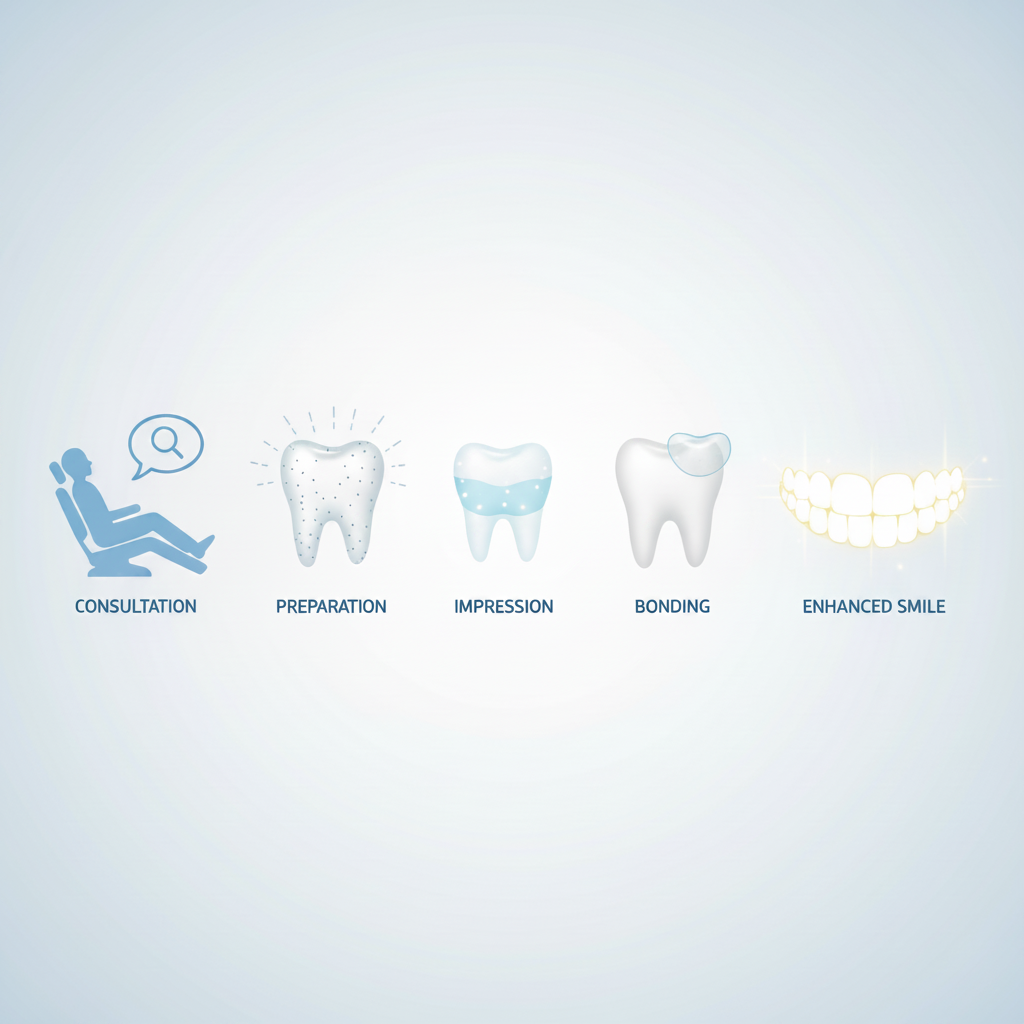 Veneers Cost in the UK, reflecting the expert dental process, transforming smiles step-by-step.