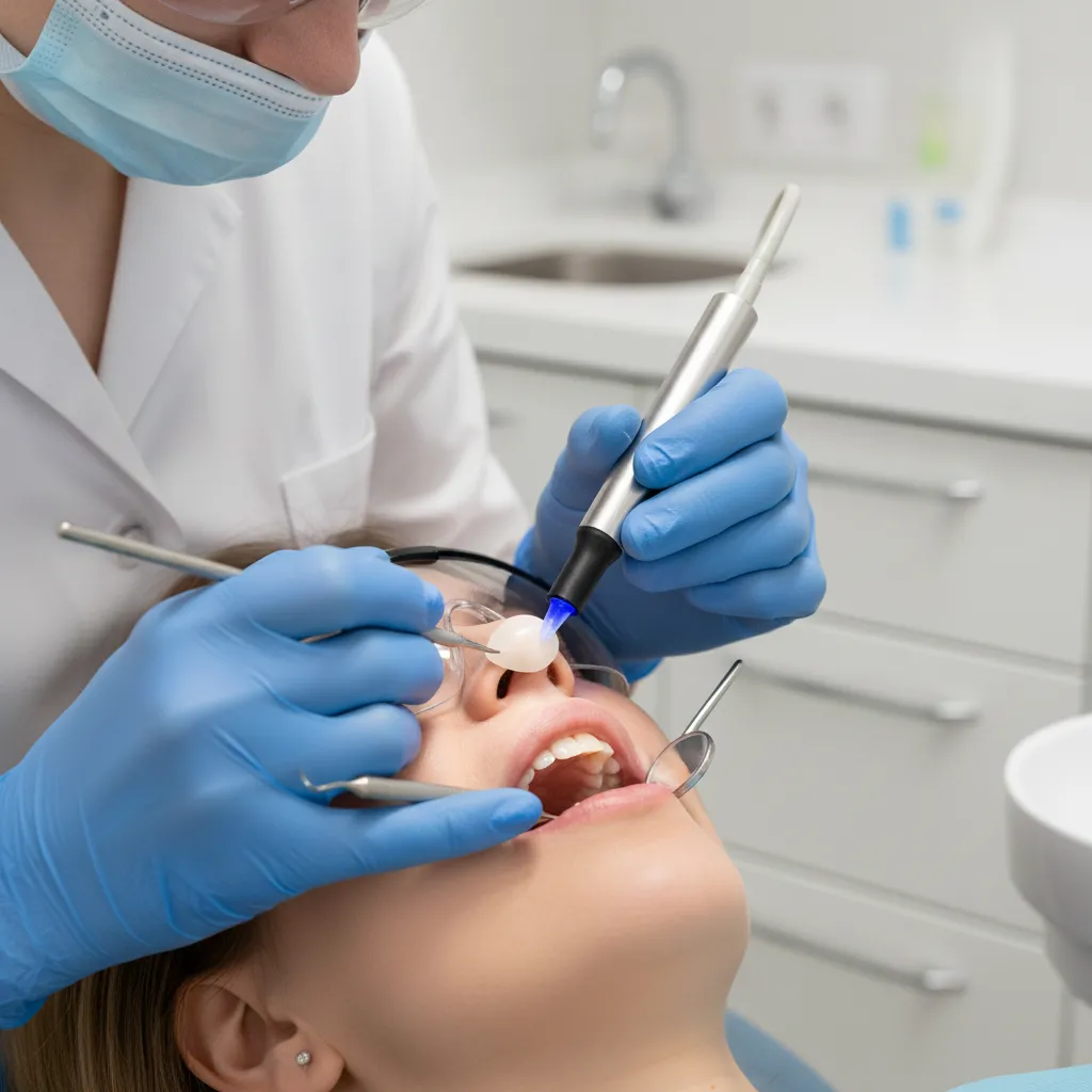 Dentist shaping veneers for a Hollywood smile