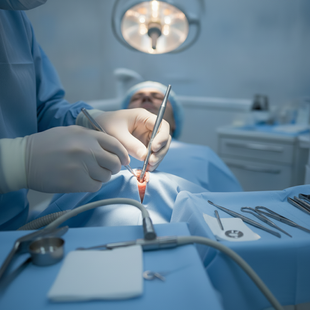 Dental Implant Procedure UK: The surgical phase of placing a titanium implant into the jawbone