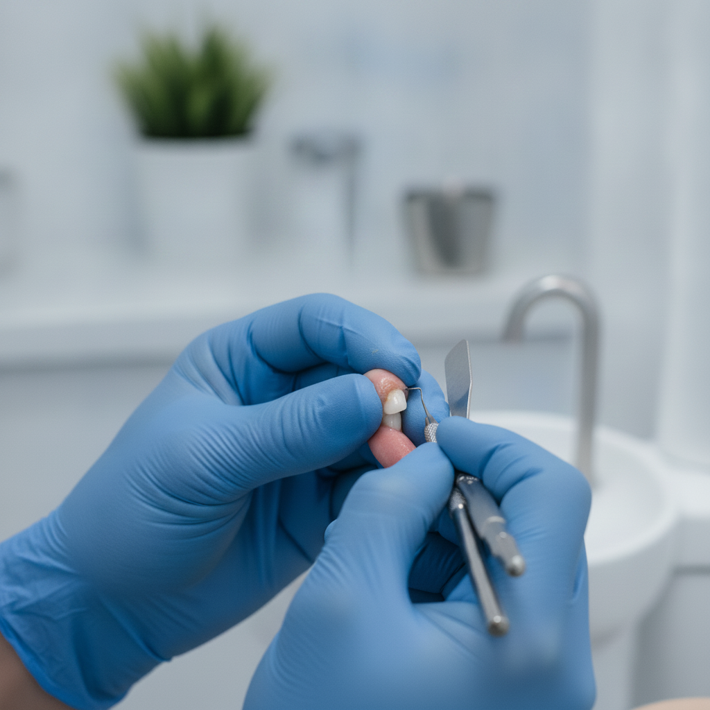 Composite Bonding UK process: a dentist expertly applies and sculpts resin to enhance a patient's tooth.