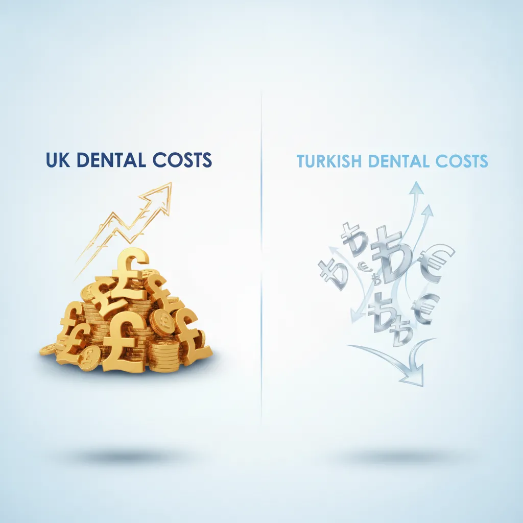 UK vs Turkey Dental Costs: Visualizing the significant financial contrast in dental care options available.