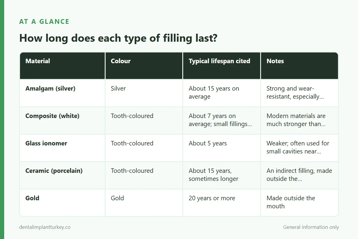 Infographic: How long does each type of filling last?
